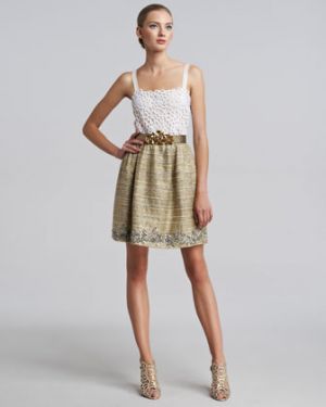 Oscar de la Renta Metallic Tweed Embellished Skirt.jpg